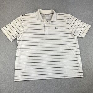 Lacoste Sport Polo Shirt Mens Size 7 Stripe Short Sleeve France White Preppy